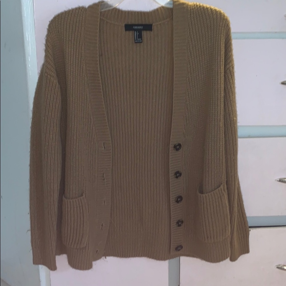 oversized tan cardigan